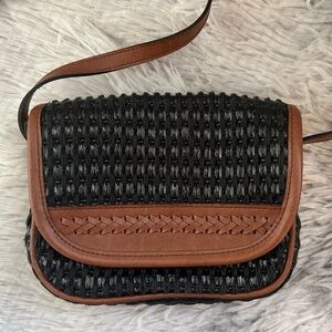 Amanda Smith Crossbody Bag in Black and Brown Faux Leather